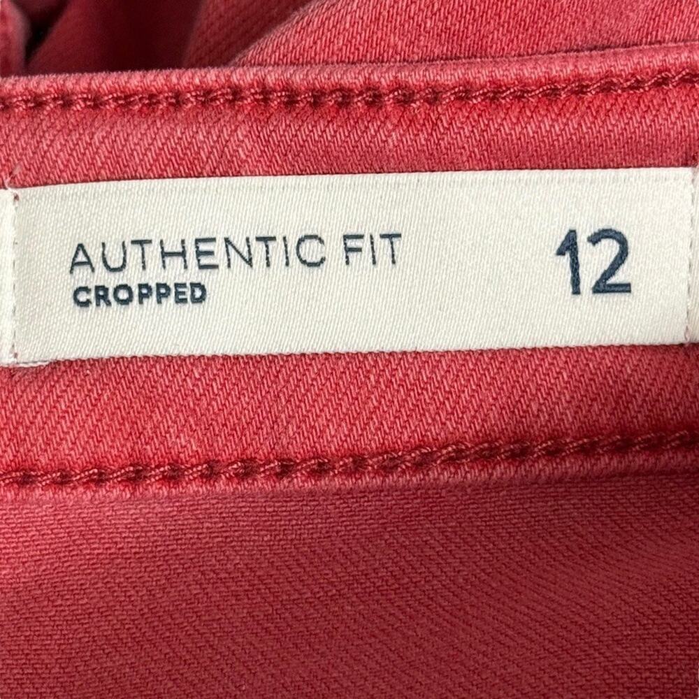 J Jill Authentic Fit Cropped Denim Red Wash Jeans Stretch Cuffed Womens sz 12 - Picture 15 of 16